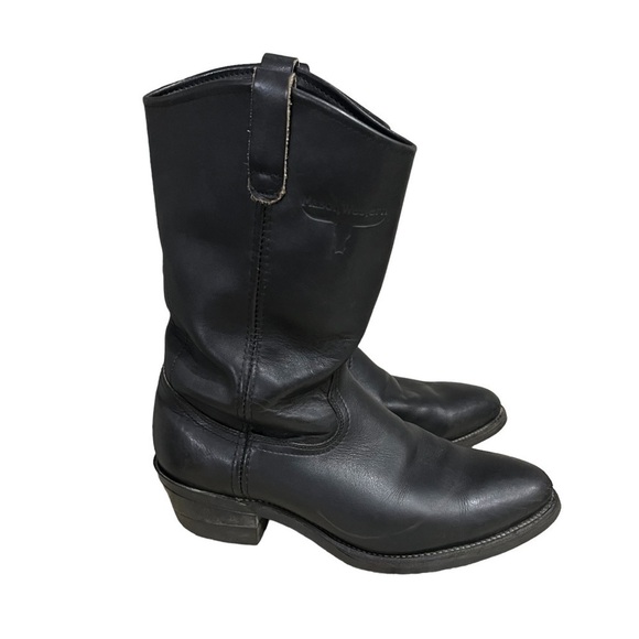 Mason Western Black Leather Cowboy Boots Mens Size 9B Pull on Boots main image 6